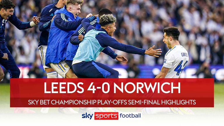 Lo más destacado del partido de vuelta de la semifinal del play-off del Sky Bet Championship entre Leeds United y Norwich City. 
