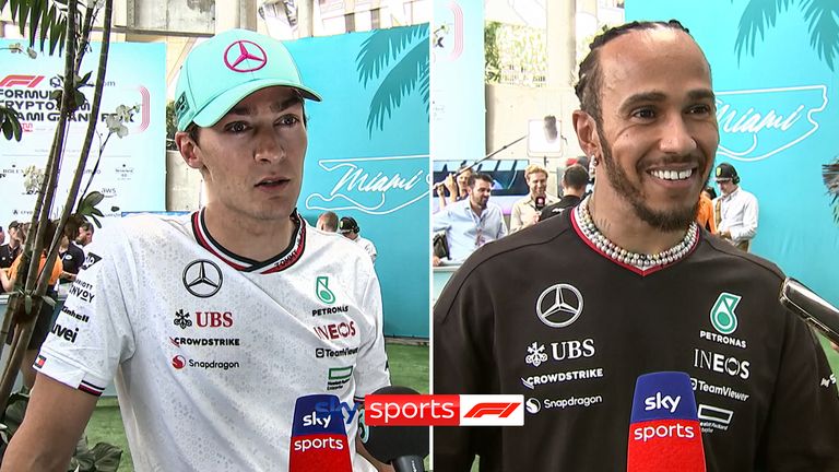 Mercedes' George Russell says their race pace surprised them, while Lewis Hamilton was much more encouraged with the setup and was excited about the chance of more duels during the Miami Grand Prix.