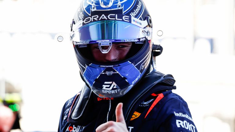 MIAMI INTERNATIONAL AUTODROME, UNITED STATES OF AMERICA - MAY 04: Pole man Max Verstappen, Red Bull Racing, celebrates in Parc Ferme during the Miami GP at Miami International Autodrome on Saturday May 04, 2024 in Miami, United States of America. (Photo by Sam Bloxham / LAT Images)