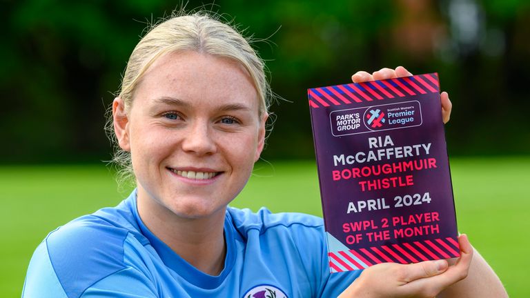 Ria McCafferty of Boroughmuir Thistle is SWPL2 player of the month