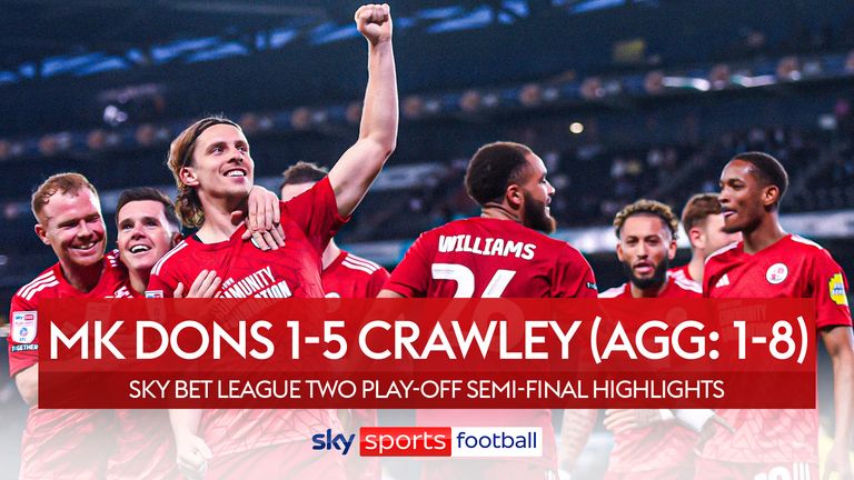 Highlights of the Sky Bet League Two second leg semi-final play-off match between Milton Keynes Dons and Crawley Town. 