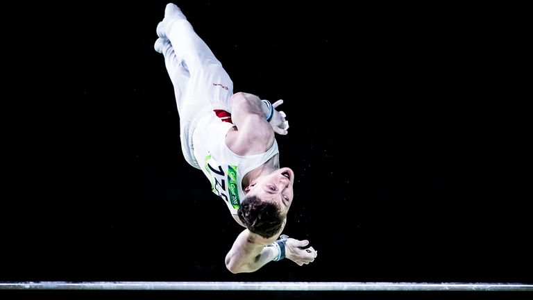 England's Nile Wilson wins gold during the Men's Horizontal Bar at the Coomera Indoor Sports Centre during day five of the 2018 Commonwealth Games in the Gold Coast, Australia. 