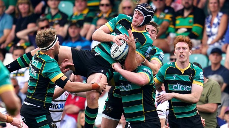 Northampton Saints' Alex Coles with the ball during the Gallagher Premiership match at cinch Stadium at Franklin's Gardens