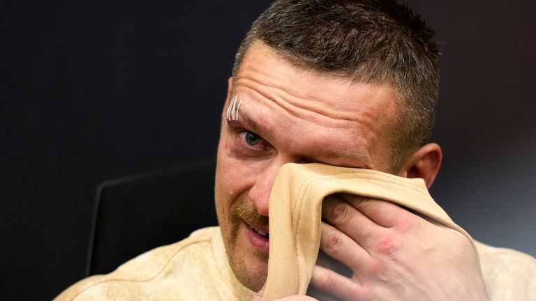 Ukraine's Oleksandr Usyk became emotional as he spoke about his father 