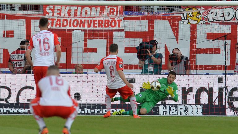 Ortega pictured saving a penalty for 1860 Munich