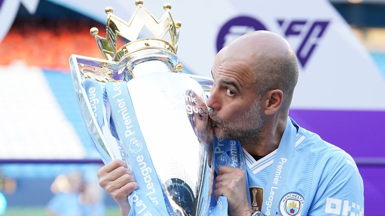 Pep Guardiola led Man City to a fourth successive Premier League title