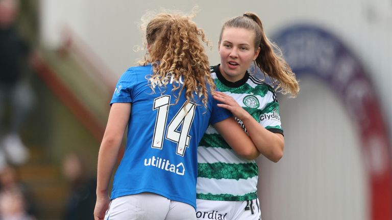 Rangers' Mia McAuley and Clare Goldie at full time