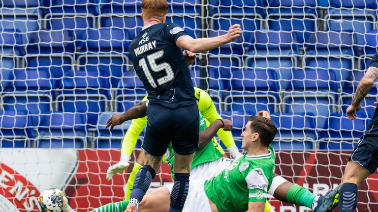 DINGWALL, SCOTLAND - MAY 04: Ross County's Simon Murray scores to make it 1-1 during a cinch Premiership match between Ross County and Hibernian at the Global Energy Stadium, on May 04, 2024, in Dingwall, Scotland. (Photo by Ross Parker / SNS Group)
