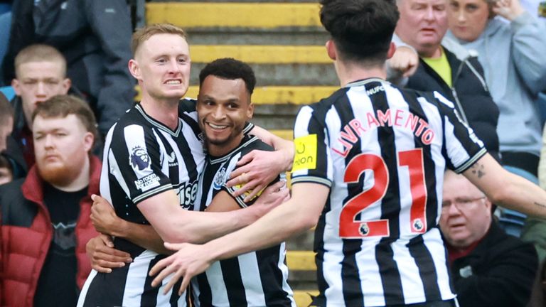 Newcastle United's Sean Longstaff (left) celebrates scoring their side's second goal of the game
