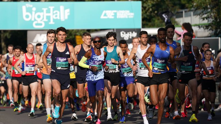 Phil Sesemann competing against Sir Mo Farah at the 2023 edition of the Big Half in London.