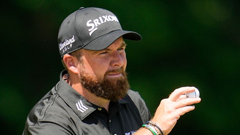 Shane Lowry, of Ireland, waves after making a putt on the third hole during the final round of the PGA Championship golf tournament at the Valhalla Golf Club, Sunday, May 19, 2024, in Louisville, Ky. (AP Photo/Sue Ogrocki)