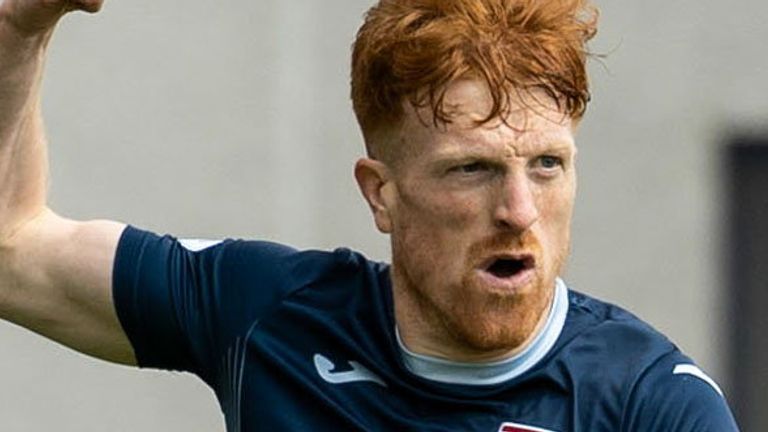 DINGWALL, SCOTLAND - MAY 19: Ross County's Simon Murray celebrates after scoring to make it 1-0 during a cinch Premiership match between Ross County and Aberdeen at the Global Energy Stadium, on May 19, 2024, in Dingwall, Scotland.  (Photo by Ross Parker / SNS Group)