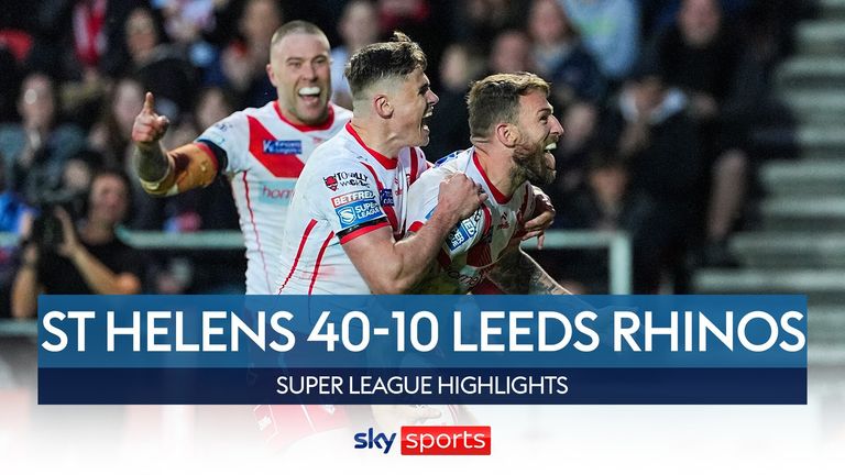 Highlights of the Super League match between St Helens and Leeds Rhinos.