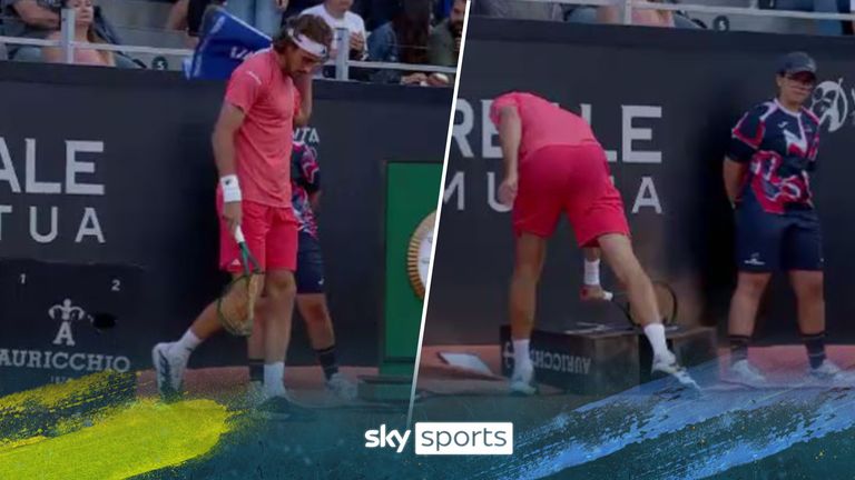 Stefanos Tsitisipas had a moment of madness after losing the first game in his match against Jan-Lennard Struff.