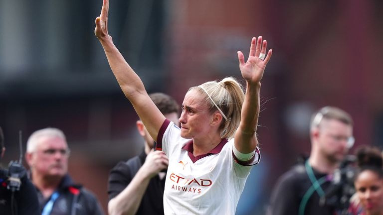 Steph Houghton bid an emotional farewell to fans on the final day of the WSL season