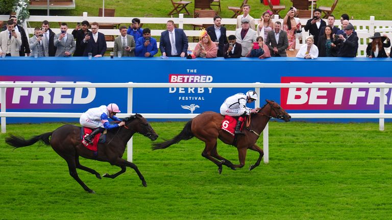 Teej A came out on top in the Woodcote Stakes