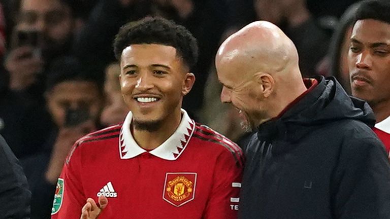 Erik ten Hag and Jadon Sancho fell out at the start of this season