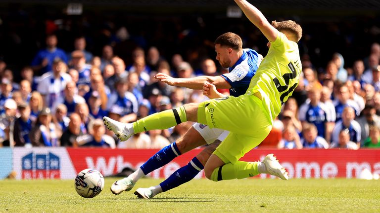 Wes Burns of Ipswich Town scores the opening goal