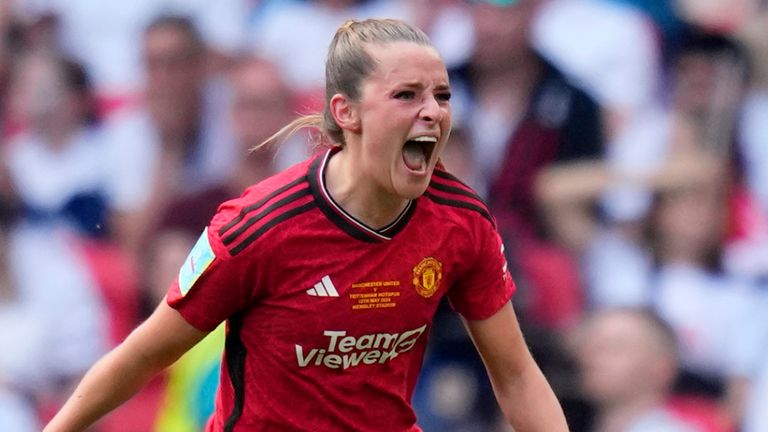 Ella Toone celebrates after firing Manchester United ahead in the Women's FA Cup final