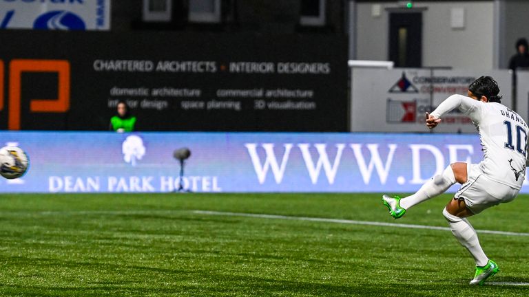 KIRKCALDY, SCOTLAND - MAY 23: Ross County's Yan Dhanda scores to make it 1-0 during a cinch Premiership play-off final first leg match between Raith Rovers and Ross County at Starks Park, on May 23, 2024, in Kirkcaldy, Scotland. (Photo by Rob Casey / SNS Group)