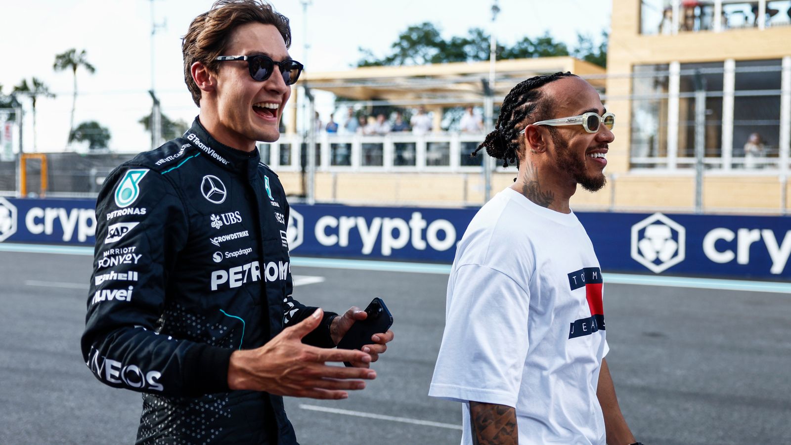 Lewis Hamilton defends Mercedes team-mate George Russell and calls for ‘support not negativity’