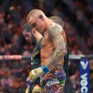 Dustin Poirier reacts after a lightweight title bout defeat against Islam Makhachev at UFC 302 in Newark (AP Photo/Frank Franklin II)