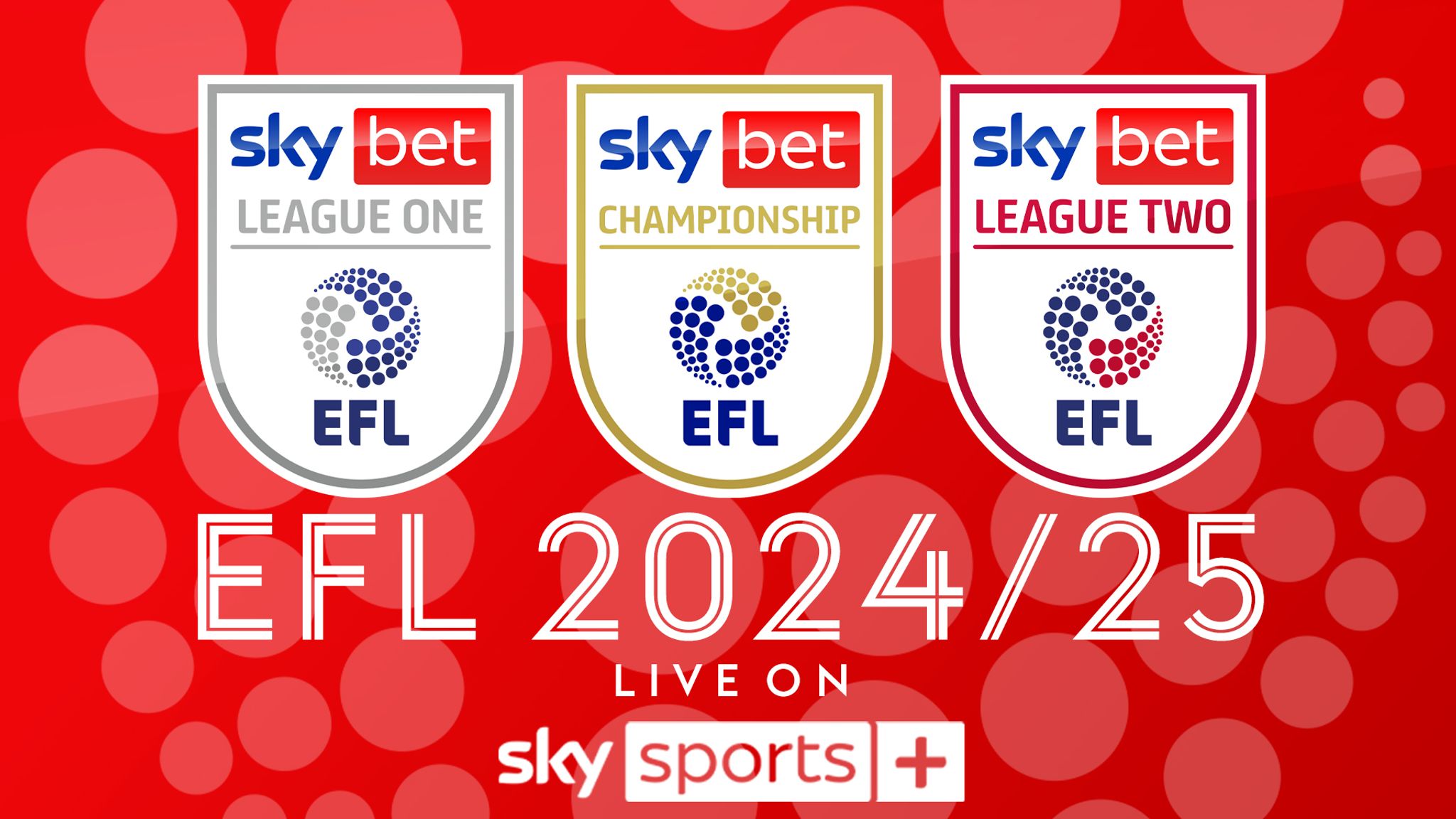 Live EFL 2024/25 fixtures on Sky Sports+ Championship, League One