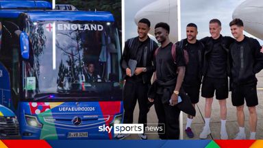 First footage: England touch down in Germany ahead of Euros!