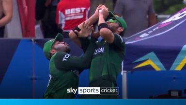 Two Pakistan fielders go for the same catch and clash... 