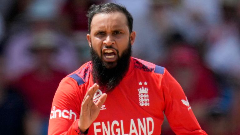 England's Adil Rashid at the T20 World Cup (Associated Press)