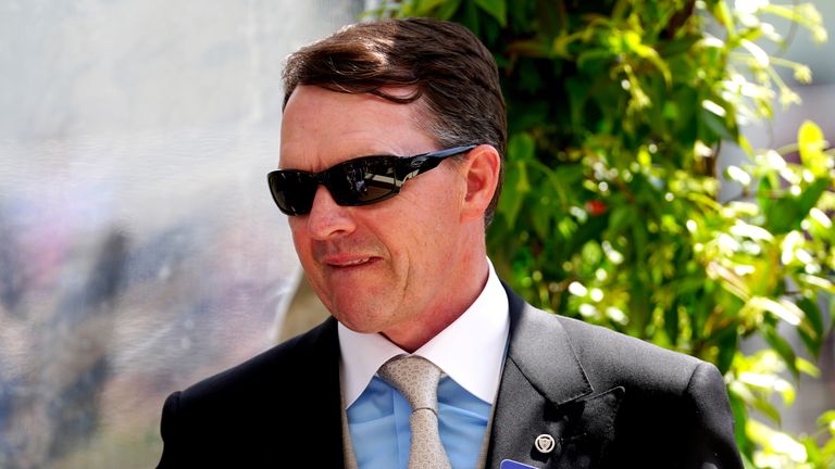 Horse trainer Aidan O'Brien during the trophy presentation for the Queen's Vase on day two of Royal Ascot