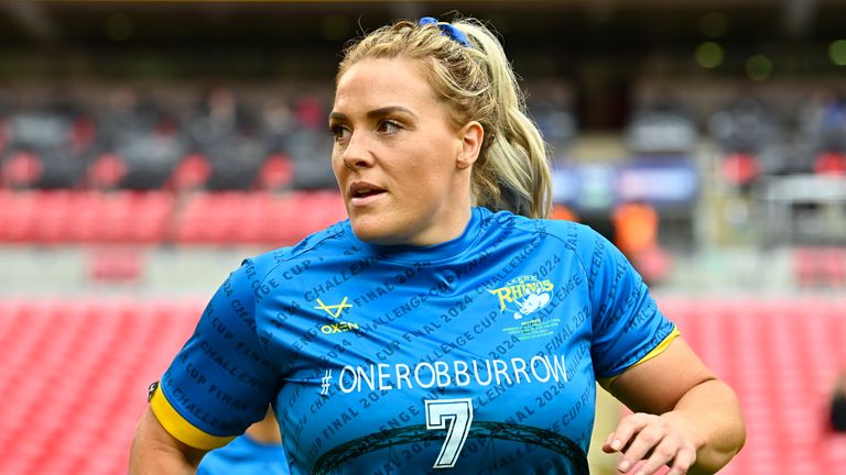 Picture by Allan McKenzie/SWpix.com - 08/06/2024 - Rugby League - Betfred Women's Challenge Cup Final - Leeds Rhinos v St Helens - Wembley Stadium, London, England - Amy Hardcastle of Leeds Rhinos wearing Rob Burton top