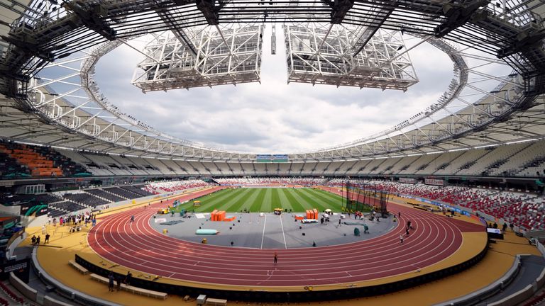 A general view of preparation inside the National Athletics Centre ahead of the World Athletics Championships in Budapest, Hungary. Picture date: Thursday August 17, 2023.
