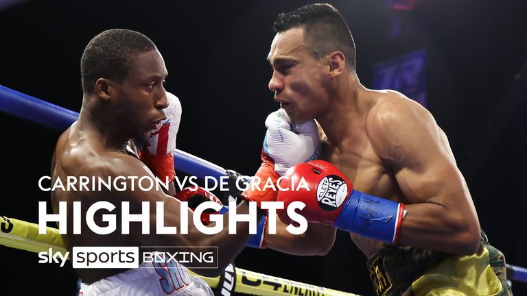 Highlights of Bruce "Shu Shu" Carrington's eighth round stoppage victory over Brayan De Gracia in New York. 
