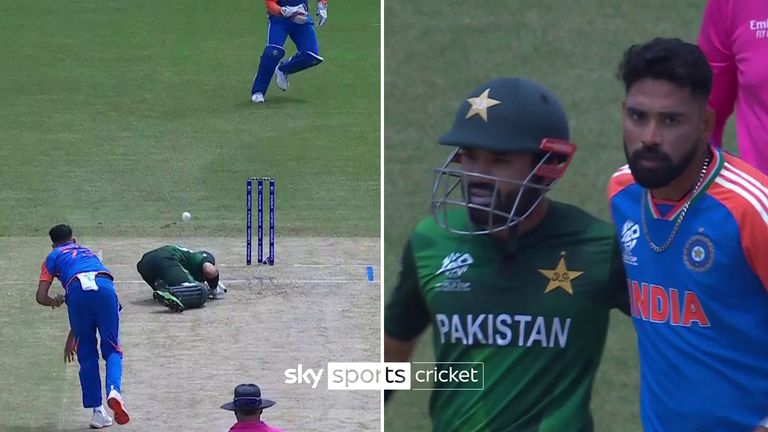 Mohammed Siraj's attempted throw at the stumps didn't go to plan as he hit Pakistan batter Muhammad Rizwan!