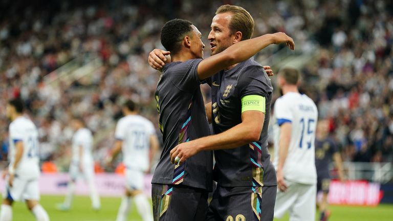 Harry Kane and Trent Alexander-Arnold celebrate England's win
