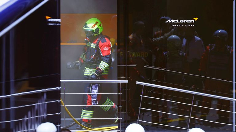 A fire broke out in the McLaren hospitality ahead of final practice for the Spanish Grand Prix