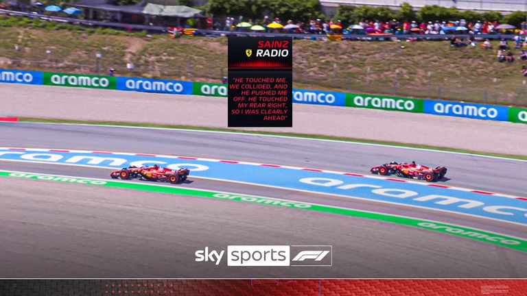 Gran Premio de España: Una disputa entre Carlos Sainz y Charles Leclerc de Ferrari tras una colisión temprana en Barcelona |  noticias de formula 1