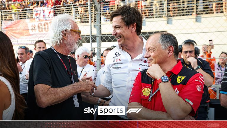 Flavio Briatore (ITA), Toto Wolff (AUT, Mercedes-AMG Petronas F1 Team), Frederic Vasseur (FRA, Scuderia Ferrari), F1 Grand Prix of Abu Dhabi at Yas Marina Circuit on November 26, 2023 in Abu Dhabi, United Arab Emirates . (Photo by HOCH ZWEI) Photo by: HOCH ZWEI/picture-alliance/dpa/AP Images