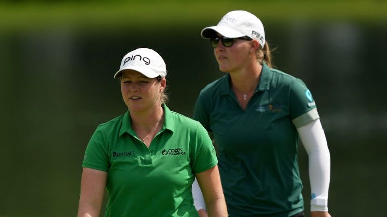 Ally Ewing  and Jennifer Kupcho walk on the fifth green during the third round of the Dow Championship at Midland Country Club
