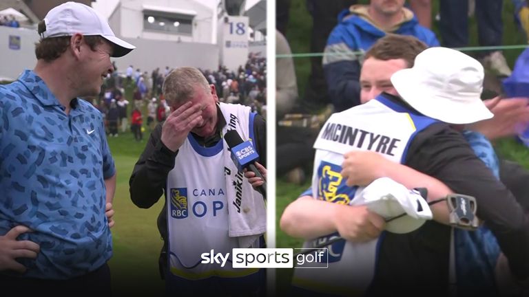 MacIntyre and dad share emotional moment after first PGA Tour victory
