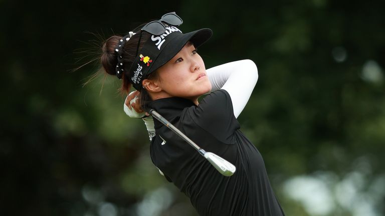 Grace Kim of Australia tees off on the 12th hole during Day Three of the Meijer LPGA Classic for Simply Give golf tournament at Blythefield Country Club in Belmont, MI, USA  Saturday, June 15, 2024. (Photo by Jorge Lemus/NurPhoto)