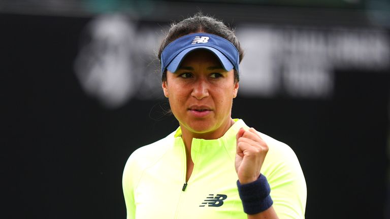 Great Britain's Heather Watson celebrates a point against Kayla Day in the Women's Singles Round 1 match on Centre Court during day one of the Rothesay Open at Lexus Nottingham Tennis Centre, Nottingham. Picture date: Monday June 10, 2024.