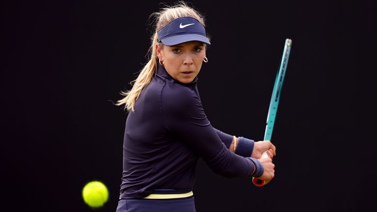 Katie Boulter against Magdalena Frech (not pictured) on day five of the Rothesay Open at the Lexus Nottingham Tennis Centre, Nottingham.  Drawing date: Friday, June 14, 2024.