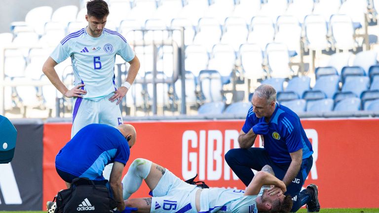 Liam Coope suffered a knee injury against Gibraltar