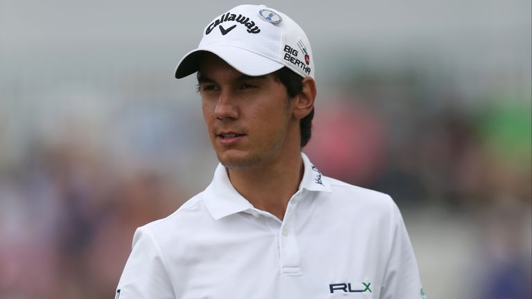 Matteo Manassero of Italy walks off the 4th tee box during the final round of the British Open Golf championship at the Royal Liverpool golf club, Hoylake, England, Sunday July 20, 2014. (AP Photo/Jon Super)