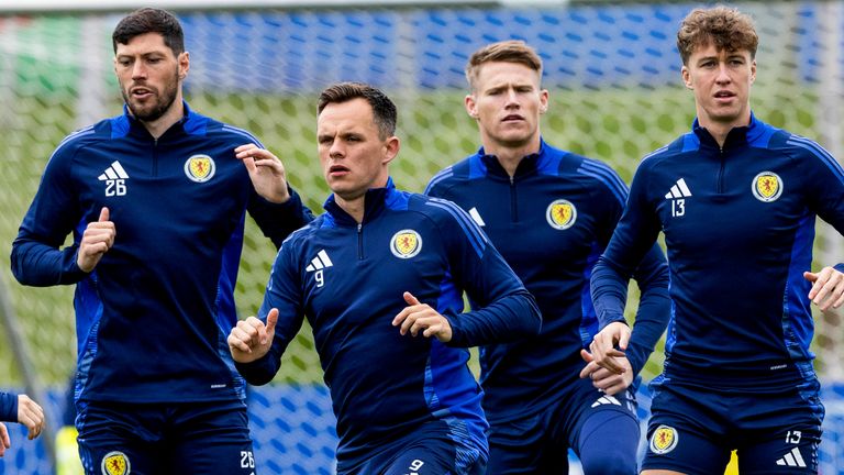 Scott McTominay (centre) has been training with Scotland in Germany
