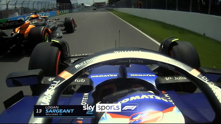 RB's Logan Sargeant came very close to hitting a McLaren during third practice in Canada.