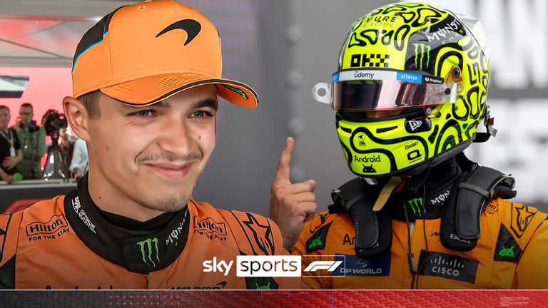 BARCELONA, SPAIN - JUNE 22: Lando Norris (4) of England and the McLaren F1 Team marks a pole position win during qualifying on Saturday, June 22, 2024 at the Circuit De Catalunya in Barcelona,​​​​​​​​​​​​​​ 