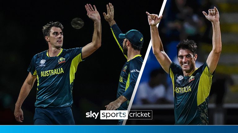 Watch as Pat Cummins claimed a sensation hat-trick as Australia opened their T20 World Cup Super 8s campaign with a rain-affected 28-run win (DLS) over Bangladesh. 